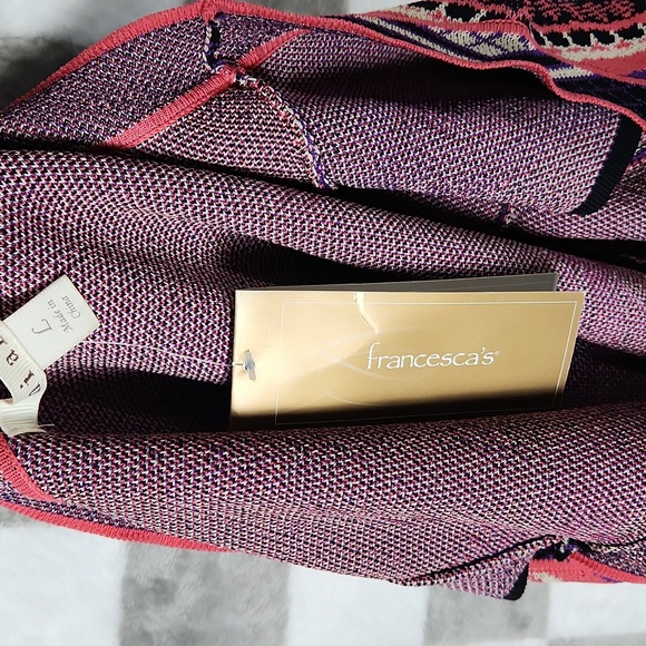 Miami boho print knit dress NWT pink purple black Aztec shirt sleeve L - Picture 7 of 7